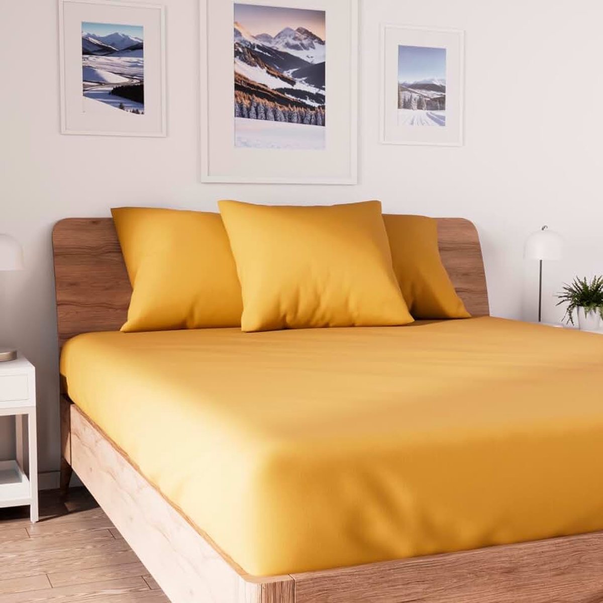 D'Ocre Jersey Doden Omslag, Katoen, Geel, 90 x 190 cm