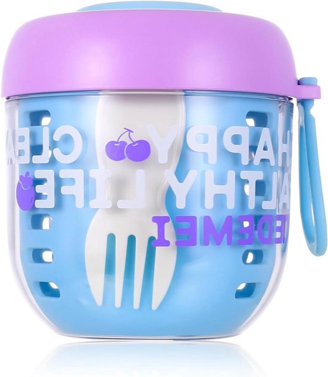 Mueslibeker voor onderweg - 500 ml - Met vork - School, werk, picknick, reizen