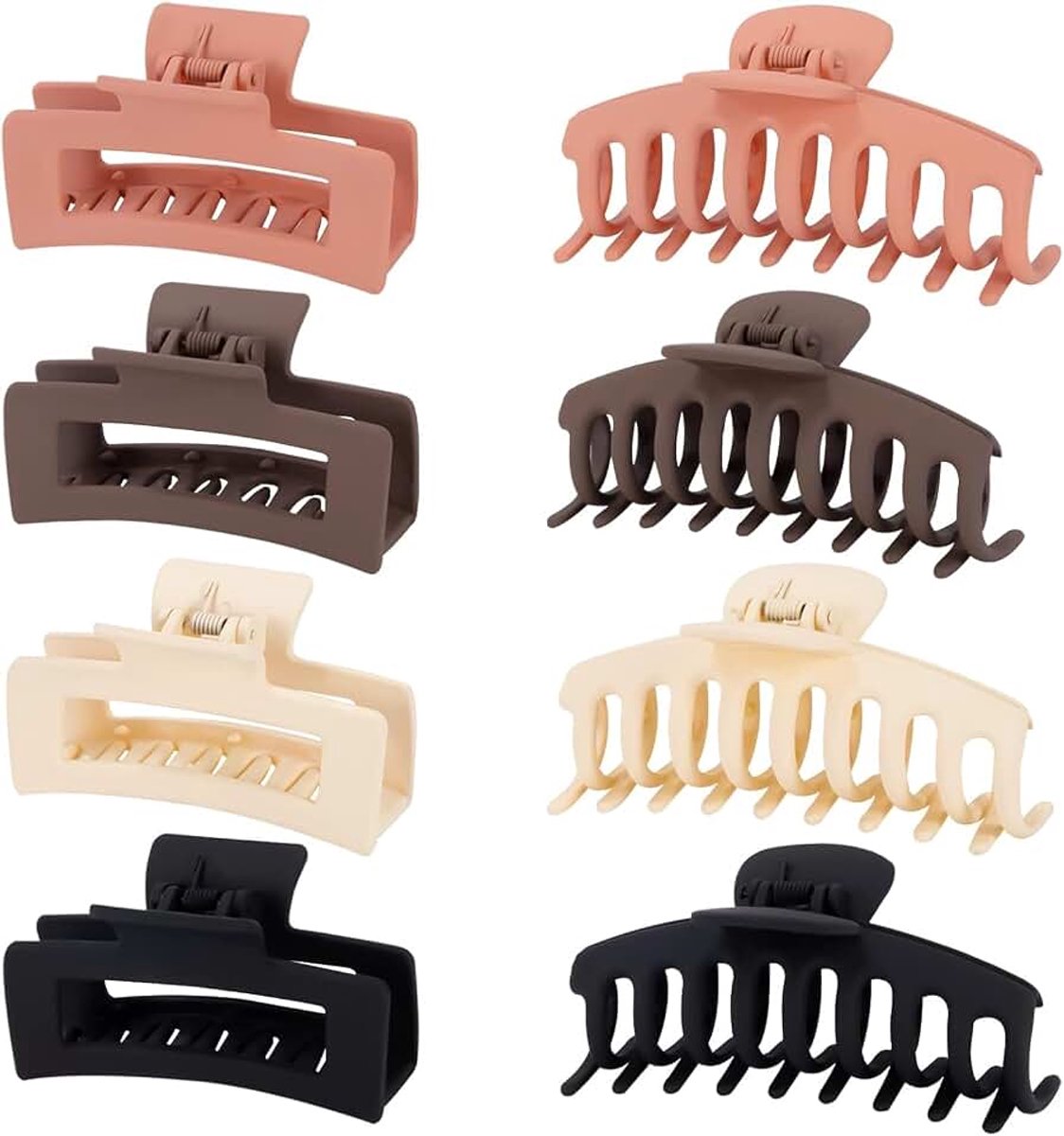 Haarspelden voor dik haar, sterke grip, mat, vintage, antislip, klauwclips, 8 stuks