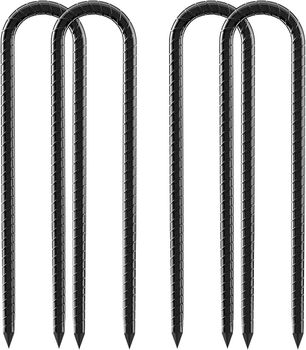 Tentharingen 30,5 cm stangen voor trampoline, bodemverankeringen, duurzame U-haken voor bevestiging van omheiningen, tuin, schommel, voetbaldoelframe