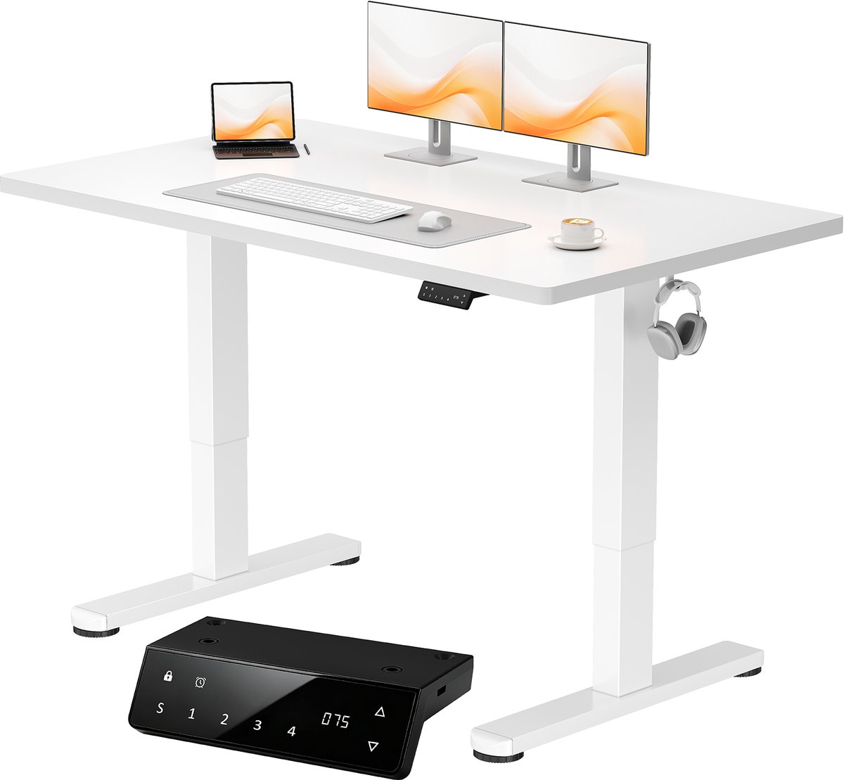 Devoko elektrisch zit-sta bureau 140 x 70 cm - dubbele motor, stevig 25 mm werkblad uit één stuk, USB en USB-C
