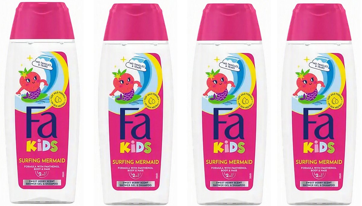Fa Kids Surfing Mermaid Douchegel & Shampoo - 4 x 250 ml Voordeelverpakking
