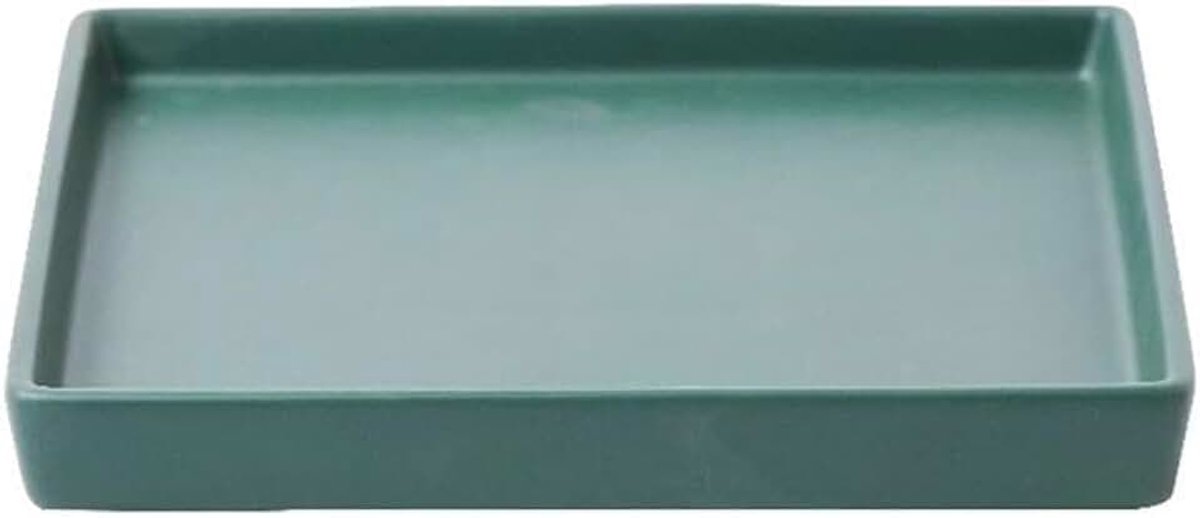 Schotels Vierkante keramische plantenschotel, bloemenpot met lekbak for binnen, buiten, terras en balkon(Green,Groot)