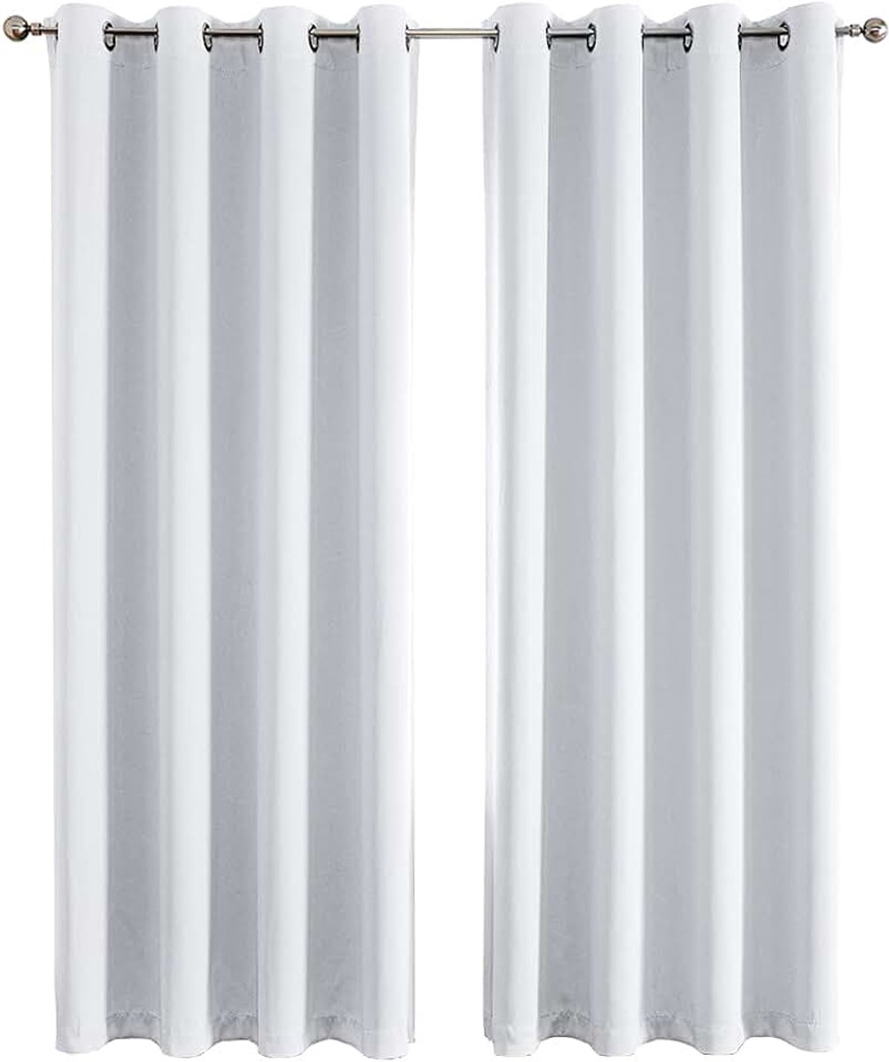 Gordijn voor woonkamer – verduisteringsgordijnen, thermische gordijnen, 1 paar gordijn met inslagringen, kou/warmte, decoratie voor raam/deur, modern design, 140 x 240 cm (off-white)