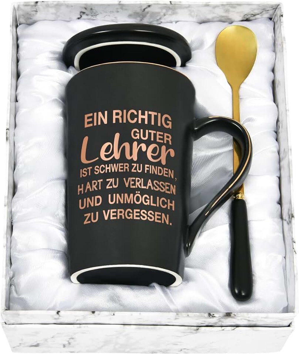 Afscheidscadeau leraar mok, 400 ml mok leraar bedankje cadeau voor afscheidscadeau, geschenken voor basisschoolleraren, zwart