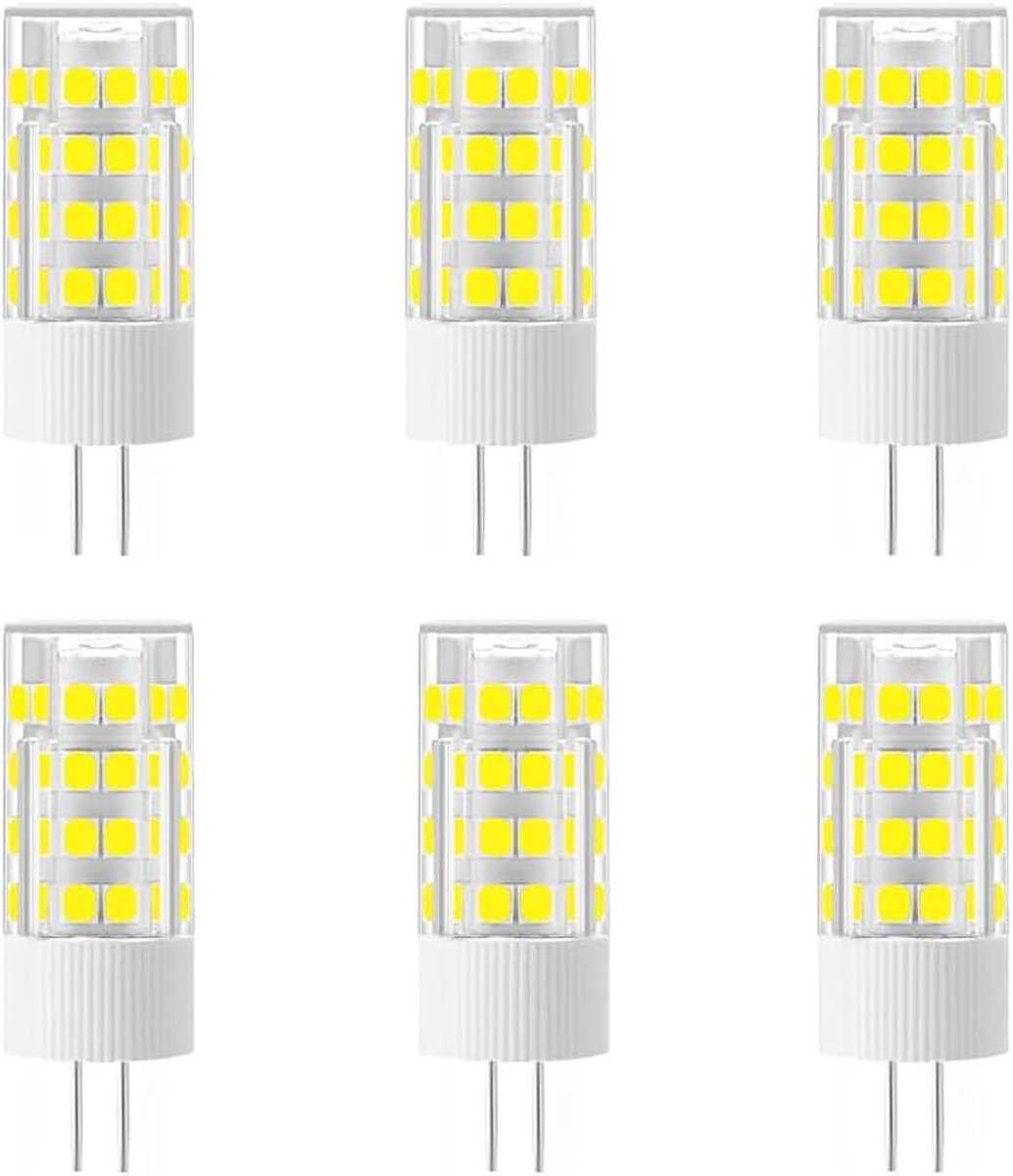 Set van 6 LED lampen G4 5W, equivalent aan 50W, 51 LEDs, 500 lumen, stralingshoek 360 graden, AC/DC 12V, niet dimbaar, koud wit 6000K