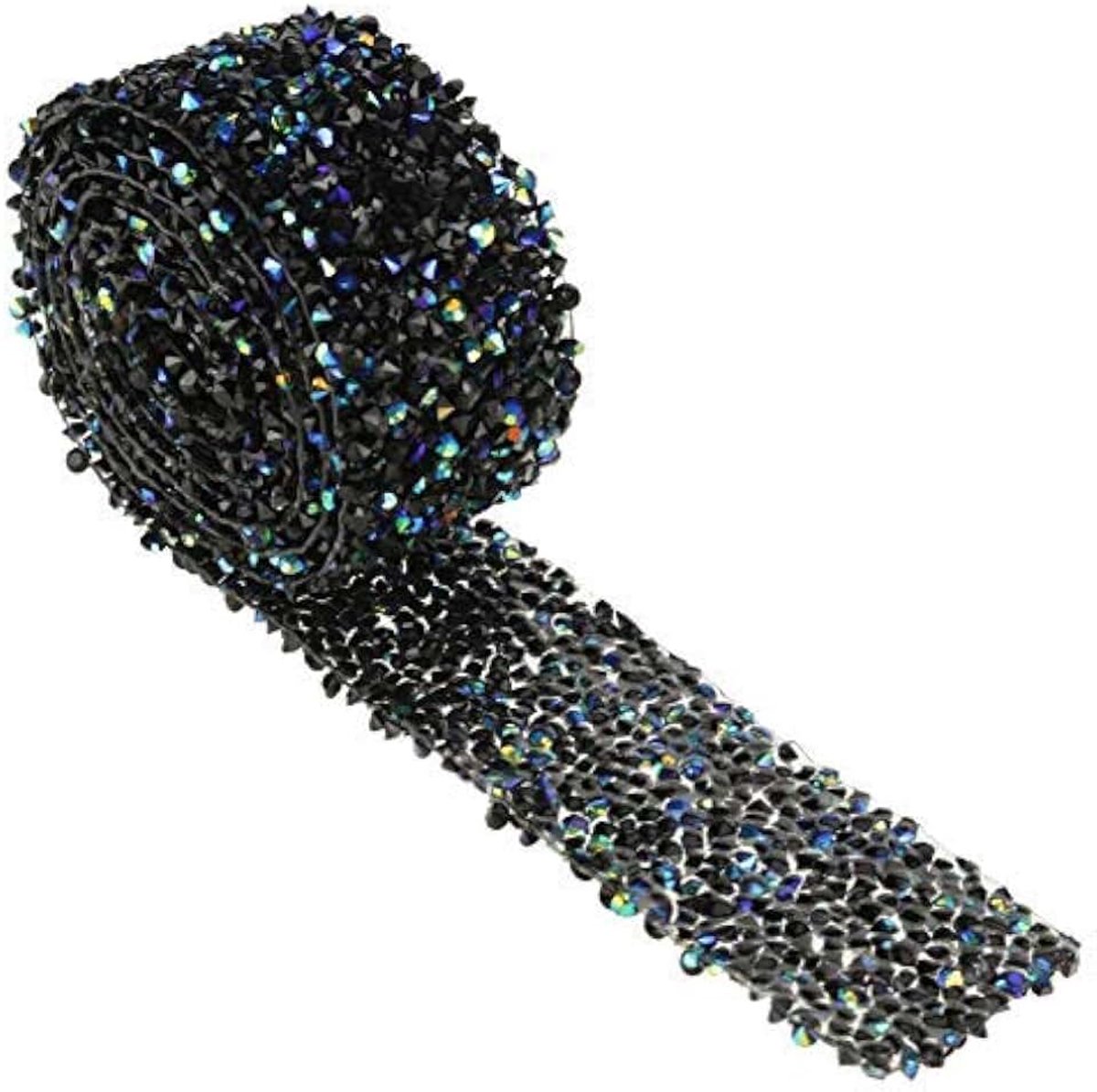 Mesh Wikkelrol 1 Yard Kristal Decoratieband Zwart en Blauw voor Bruiloft Verjaardag Cadeauverpakking DIY Krans
