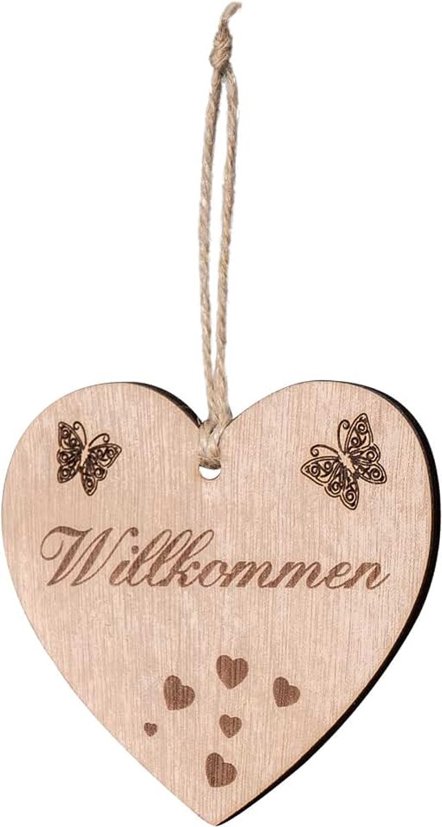 Levandeo Welkom hart 10x9cm berkenhout houten hart spreuken welkomsthuis decoratie houten hanger liefde geschenk decoratief hart houten decoratie wanddecoratie