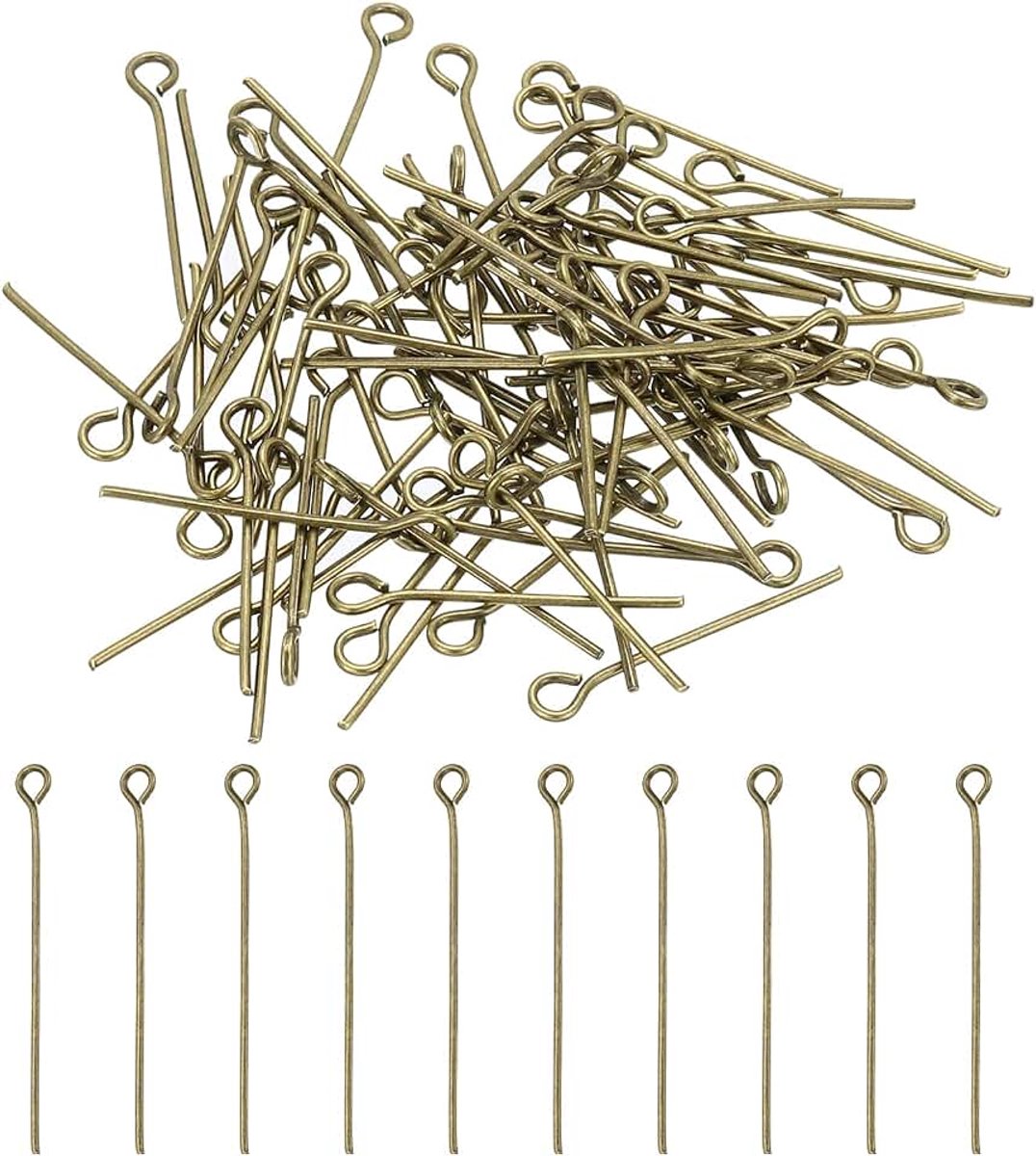 25 mm open oogspelden, 400 stuks 21 gauge metalen hoofdspelden naalden oogspelden voor sieraden maken bevindingen oorbel ketting armband doe-het-zelf ambachten, brons