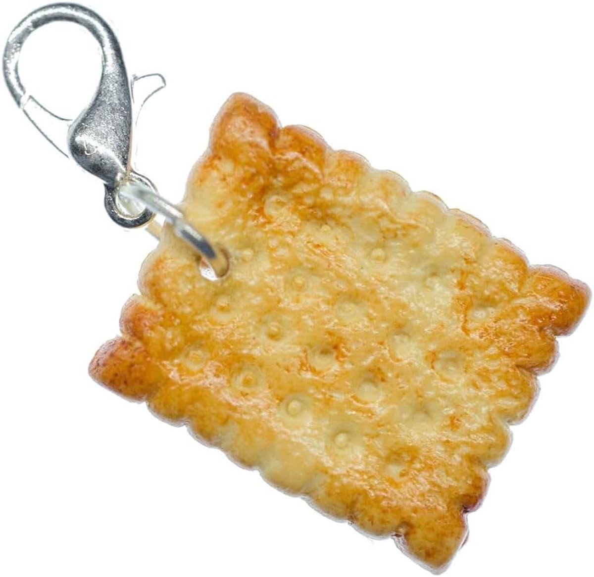 Koekje Charm Charms Boterkoekje Cookie hoekig 20mm - Handgemaakte Modesieraden I Kettinghanger verzilverd - Bedelhanger Bedelarmband - Hanger voor armband