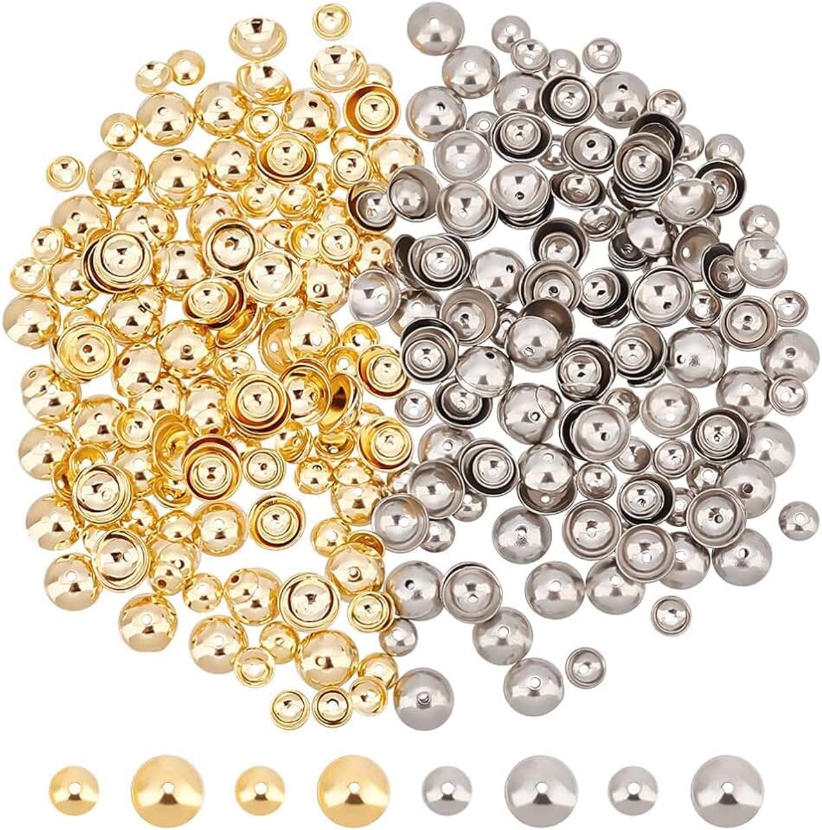 Ongeveer 400 stuks, 2 kleuren, hoeden met bloemenkralen, afstandhouders, metalen kralen, hoed voor het maken van sieraden