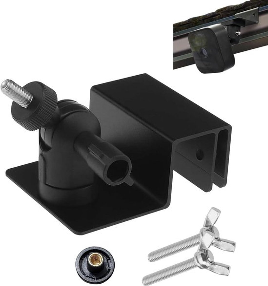 Verstelbare aluminium dakgoothouder voor Blink-camera's - Accessoires voor buiten camera's - 360 graden verstelbaar - Zwart.
