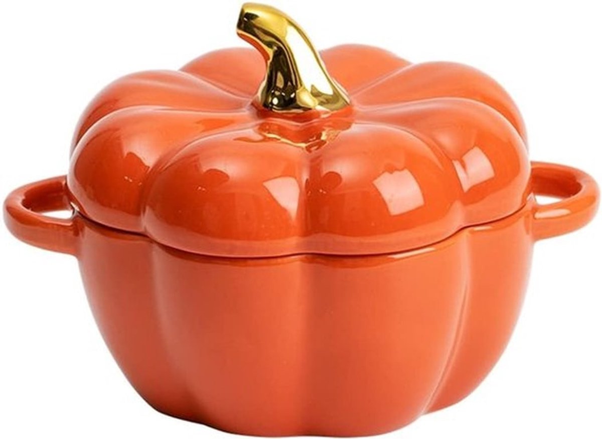 Creatieve keramische pompoenbekers van 450 ml voor ontbijt, soep, salades en desserts met deksel