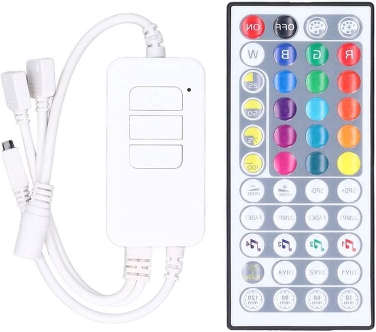 LED Strip Controller voor RGB Verlichting, WIFI en Bluetooth, Met 44 Toetsen en Muziek Synchronisatie, Dual Mode en Timer Functie