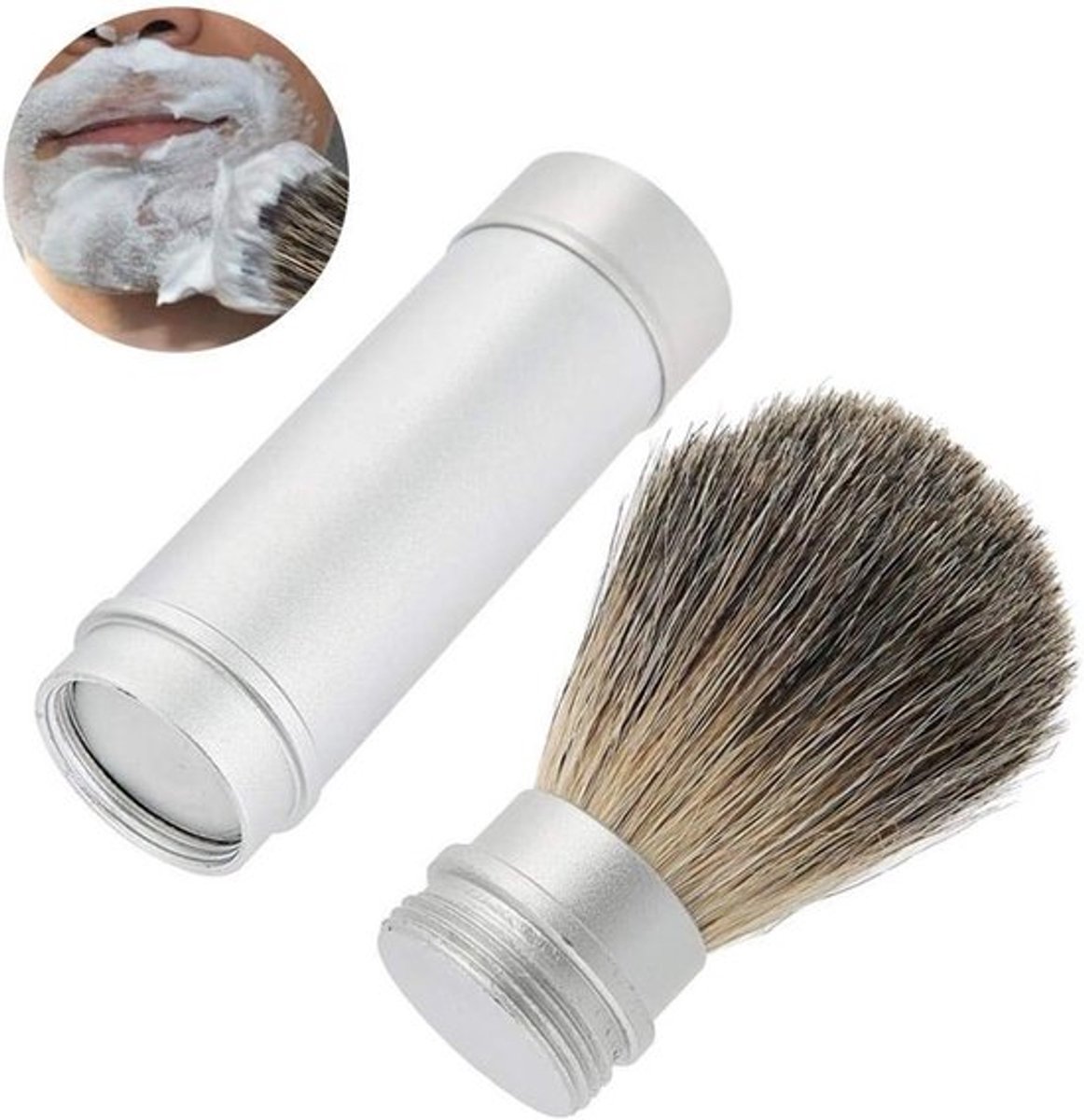 Haarborstel voor mannen, scheerborstel en baardtools, ideaal voor verzorging van baard en snor, vegan optie