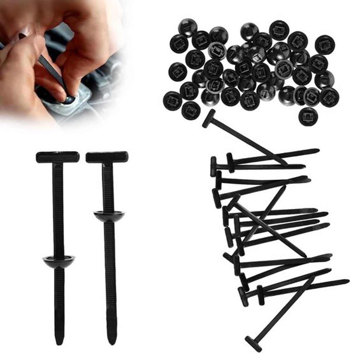 60 Stuks Nylon Universele Kabelbinders Set, Plastic Kabelbinders met 60 Zelfsluitende Beugels voor Kabelbeheer en Auto Reparaties