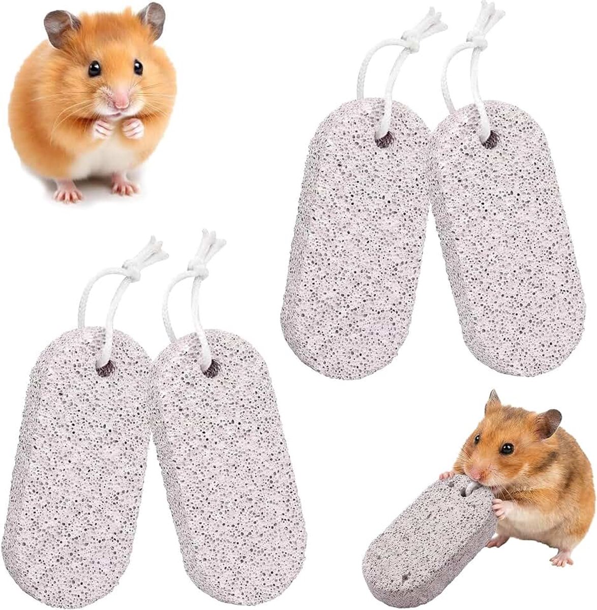 Speelgoed, hamster, konijnen, tandmolen, slijpsteen, hoogwaardig kauwspeelgoed, mijnbouwsteen, 4 stuks