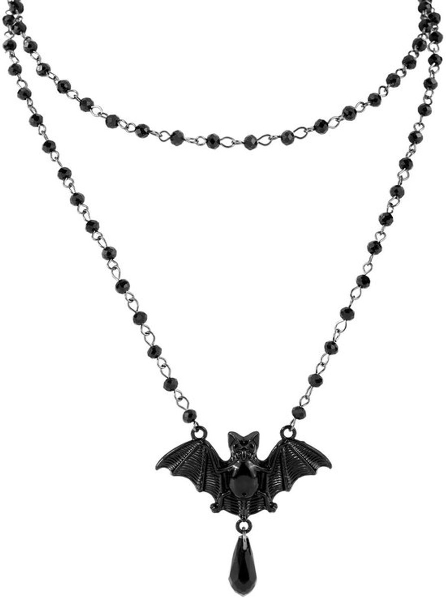 - Gotische Vleermuisketting - Verstelbare Halsketting - Perfect voor Halloween - Zwart - Gelaagde Ketting - Sieraden - Dagelijks Gebruik -