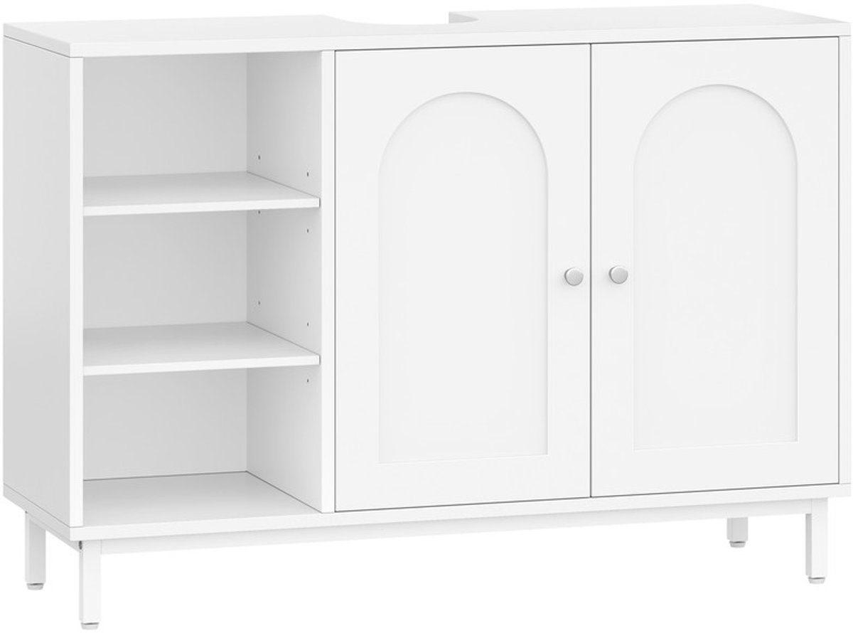 Hzuaneri Wastafelonderkast, onderkast, wastafelonderkast,Badkamerkast met 2 deuren, verstelbare plank, veel opbergruimte, moderne stijl, 30 x 90 x 63 cm, wit