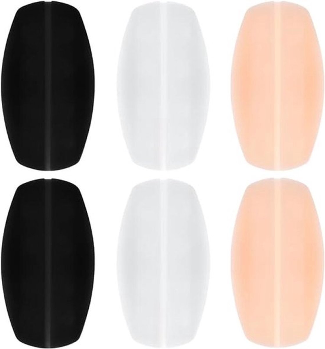 3 Paar Siliconen Bh Schouderpads - Breedte 9,5cm - Anti-Slip Binnenstructuur - Driekleurig Zwart, Wit, Beige - Zacht Elastisch Siliconen - Universeel Voor Standaard Bh-Bandjes