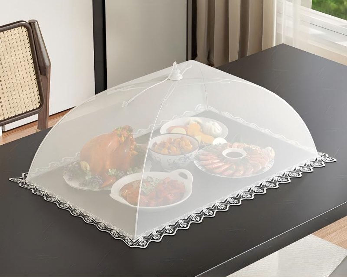 Set van 2 opvouwbare, vliegenwerende tentparasols, muggen- en insectenwerende afdekkingen, geschikt voor barbecue en picknick,Wit - [40*60cm]