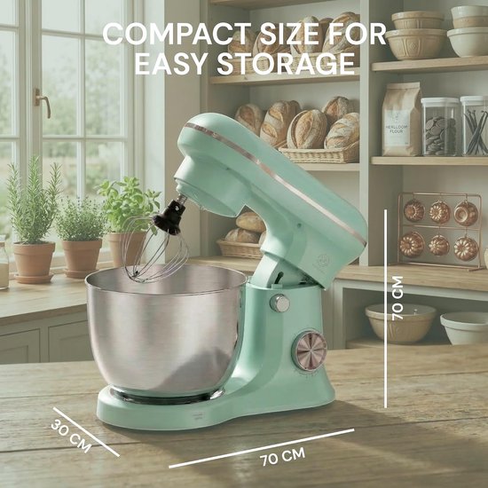 Keukenmachine - Mixer Robot - Bakken en Koken - Krachtige 1500W Motor - 5 Liter Kom - Groen — afbeelding 2