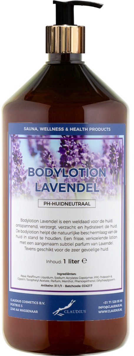Bodylotion Lavendel 1 liter met gouden pomp