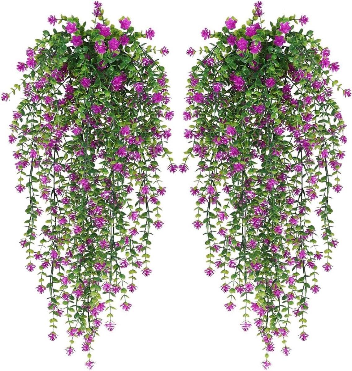 Kunstbloemen Paarse Bloemenrank – Set van 2 – 78 cm Kunstbloemenslinger – Realistische Kunstbloemen met Bladeren – Voor Woonkamer, Balkon, Tuin & Feestdecoratie