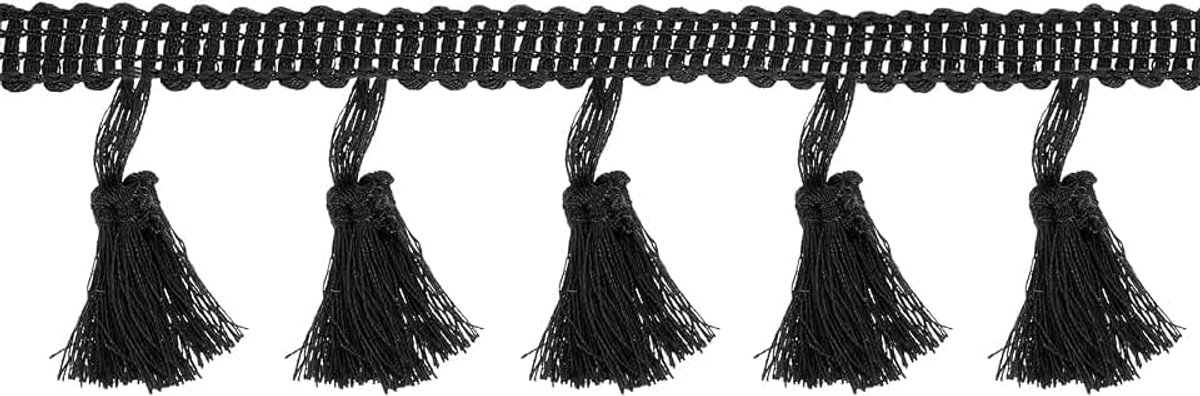 10 yards kwastjes, franjes, 4,5 cm kwastjes, franjes, kant, trim, naaien, franjes, voor naaien, handwerk, wooncultuur, kleding, beddengoed, gordijnen, zwart