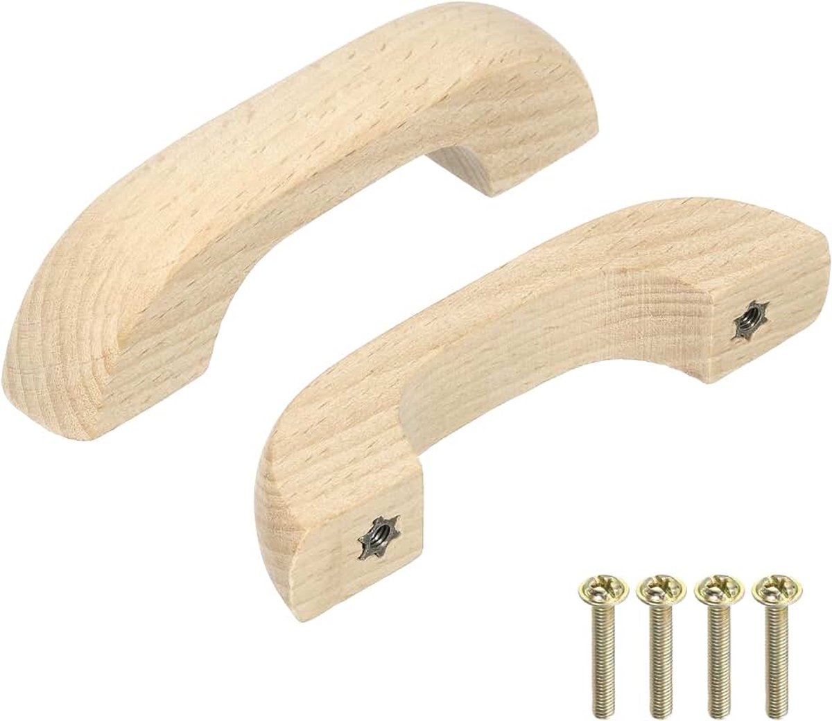 2 stuks handgrepen voor laden van hout set 64 mm / 2,52 inch gat afstand grepen meubels keuken hout beuken handvat meubel commode kleur hout