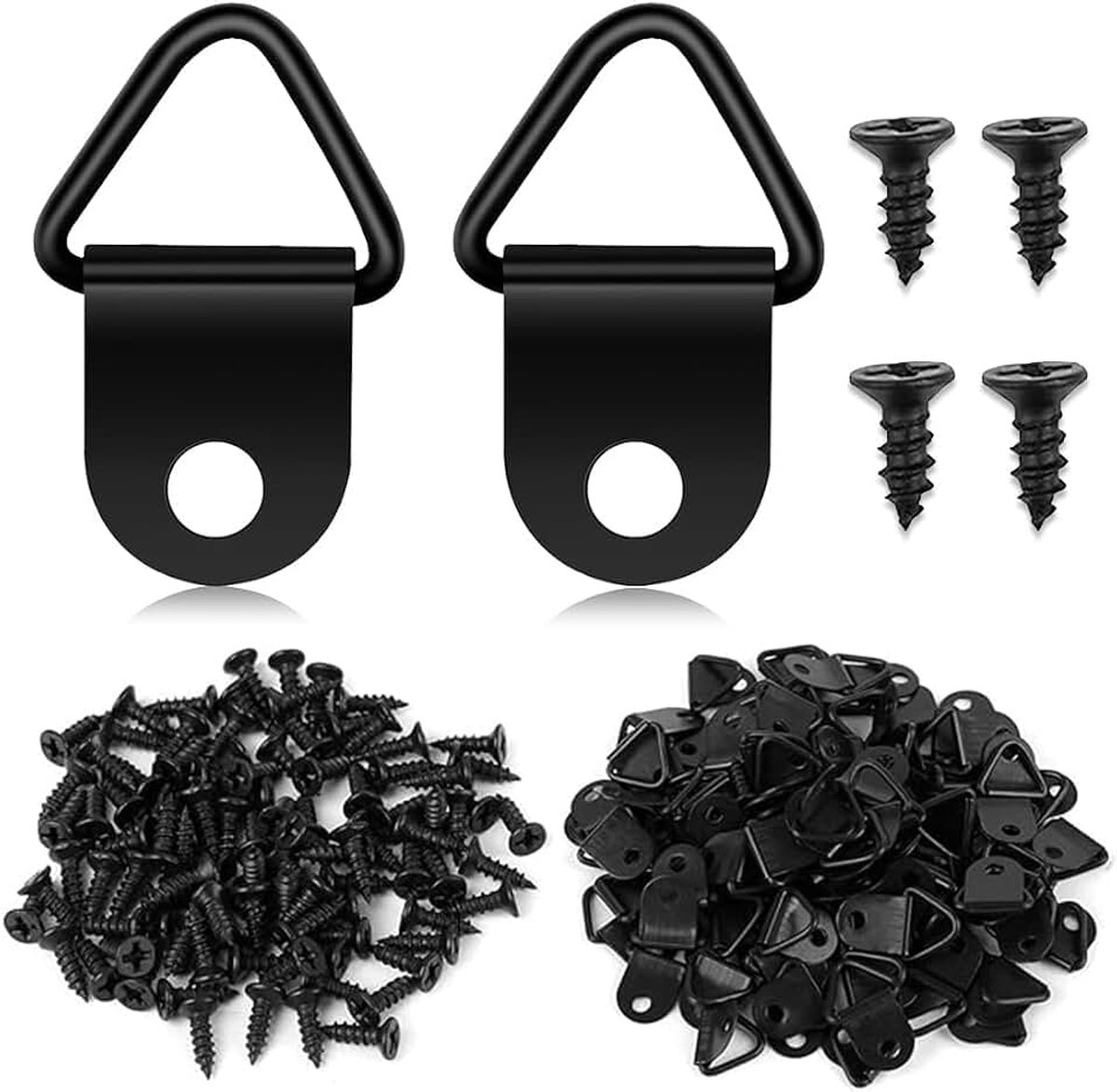 40 stuks haken voor foto's, fotolijsten, haken voor fotolijst, D-ringen, haken, foto, D-ringen, metaal, frame met schroeven voor fotolijsten, decoraties (zwart)