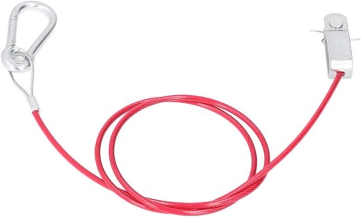 Veiligheidsbreukkabel Zwaar - Anti-drop Kabel - Roestvrij Staal - Karabijnhaak/Ring - 1 Meter - Duurzaam en Krasbestendig - Trailer Kabel