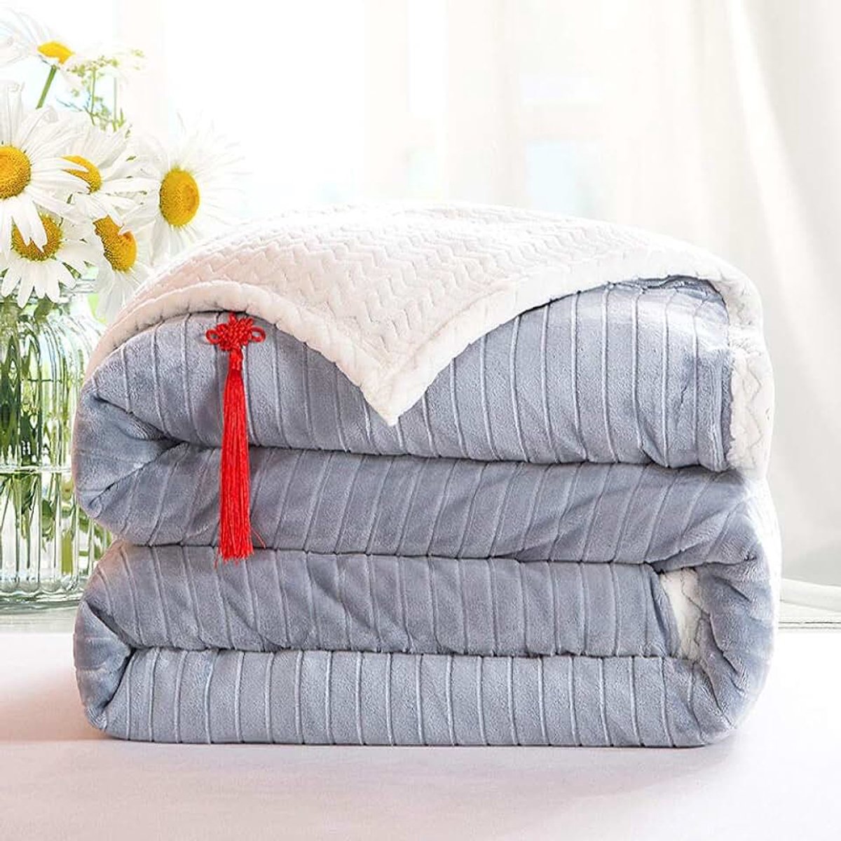 Fleece Dekens Zilvergrijs Reisformaat-Superzacht Fluffy Warm Effen Bed Gooit voor Sofa Microfiber Deken-7_200 cm X 230 cm