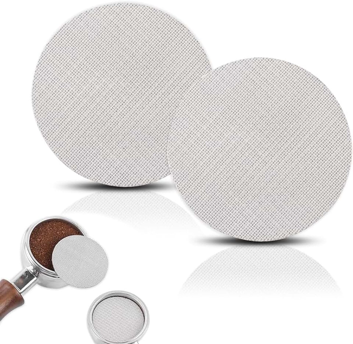 2 Stuk Puck Screen 58mm, Koffiefilter Roestvrij Staal voor Portafilter, 1,7mm Dikte 150μm Herbruikbare Puckfilter, Espressozeef voor Filterhouder
