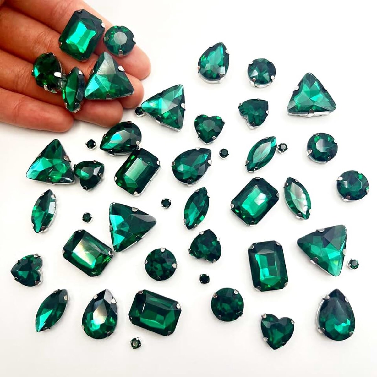 236 stuks strass-steentjes om op te naaien, 7 vormen van strassteentjes, metaal, klauwzetting, glas, naaien, edelstenen, voor doe-het-zelf knutselkleding, kleding, schoenen, tassen