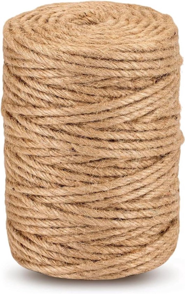 Natuurlijk jute koord 4 mm x 60 meter - tuinkoord pakketsnoer - knutselkoord voor kunsthandwerk - verpakkingsmateriaal - stevig en duurzaam