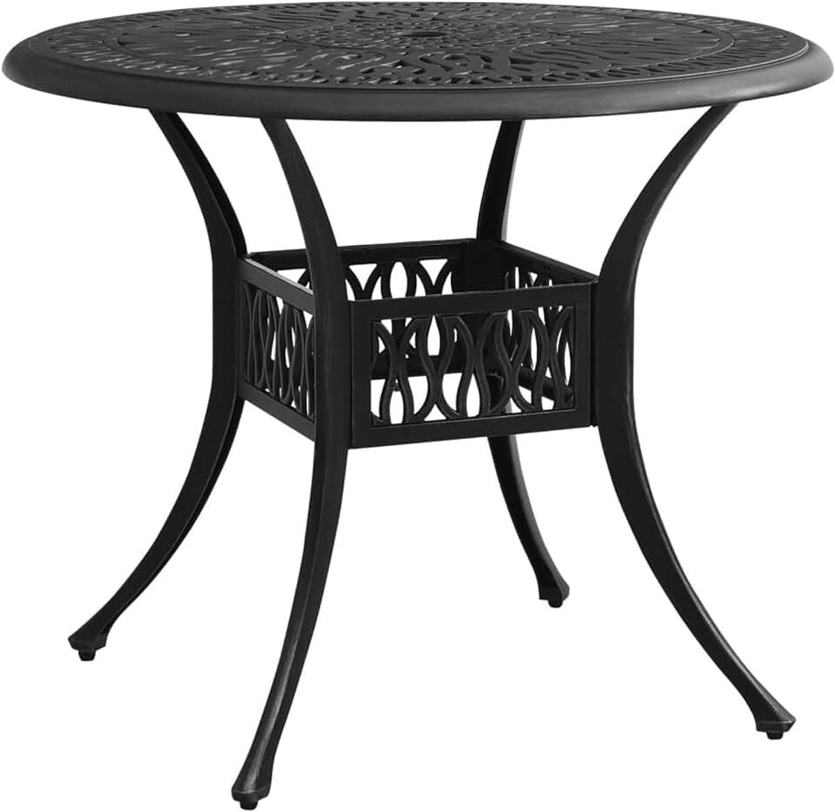 Eettafel, terrastafel, tuintafel, bijzettafel, salontafel, kleine balkontafel voor balkon, tuin, terras, woonkamer, zwart, 90 x 90 x 74 cm, gegoten aluminium