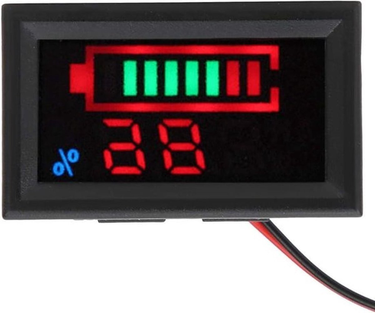 Batterijcapaciteit en Spanningsmeter Display met Alarm - Groene Achtergrondverlichting voor Auto Motorfietsen Powerbank (lood zuur .