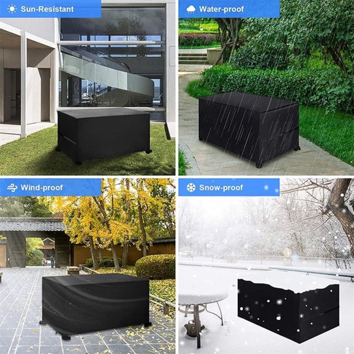 Beschermhoes voor tuinmeubelen 150x150x75 cm - Outdoor meubelhoes waterdicht, winddicht en scheurvast - Polyester hoes voor tuinmeubels met elastiek - Grijs.