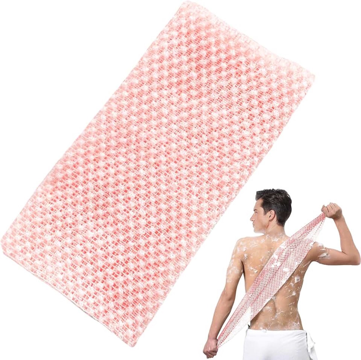 Handdoek | Lange Antibacteriële Douchehandschoen | Geschikt voor Vrouwen en Mannen, Verwijdert Dode Huid (Roze)