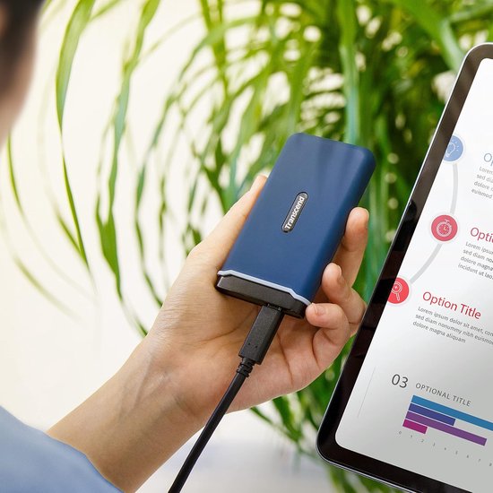 Externe SSD - Draagbare Opslag - Bestanden Overzetten - Schokabsorberend Ontwerp - 500GB - Marineblauw — afbeelding 2