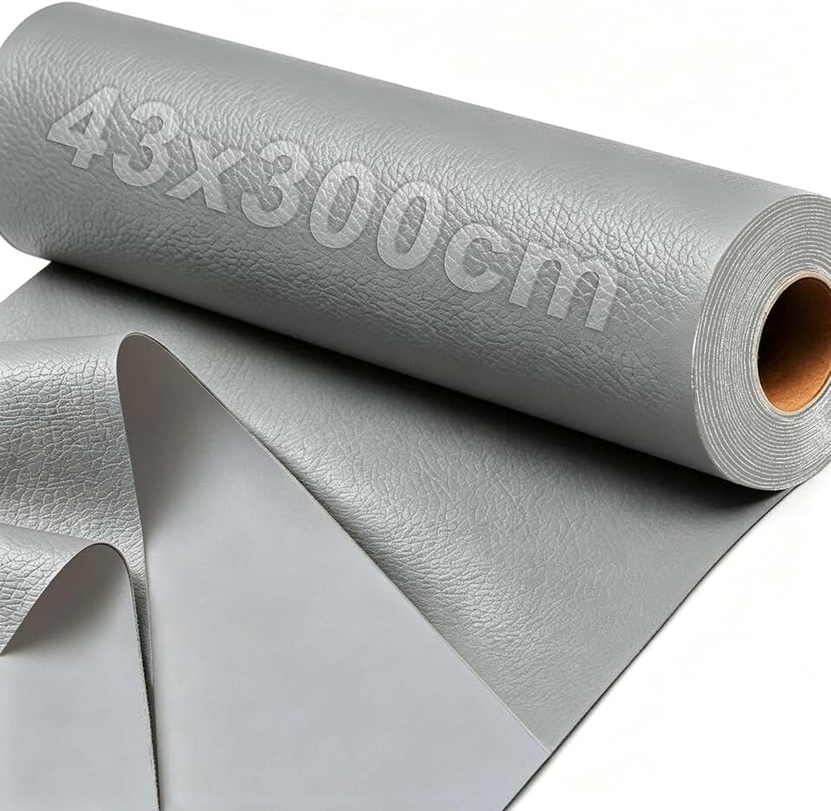 Kunstleer per meter, 300 x 43 cm, lederreparatie, generfd leer, grijs, waterdichte leren stof voor doe-het-zelf naaien, reparatie, bank, stoelen, tassen, kleding, leren meubels, autostoel