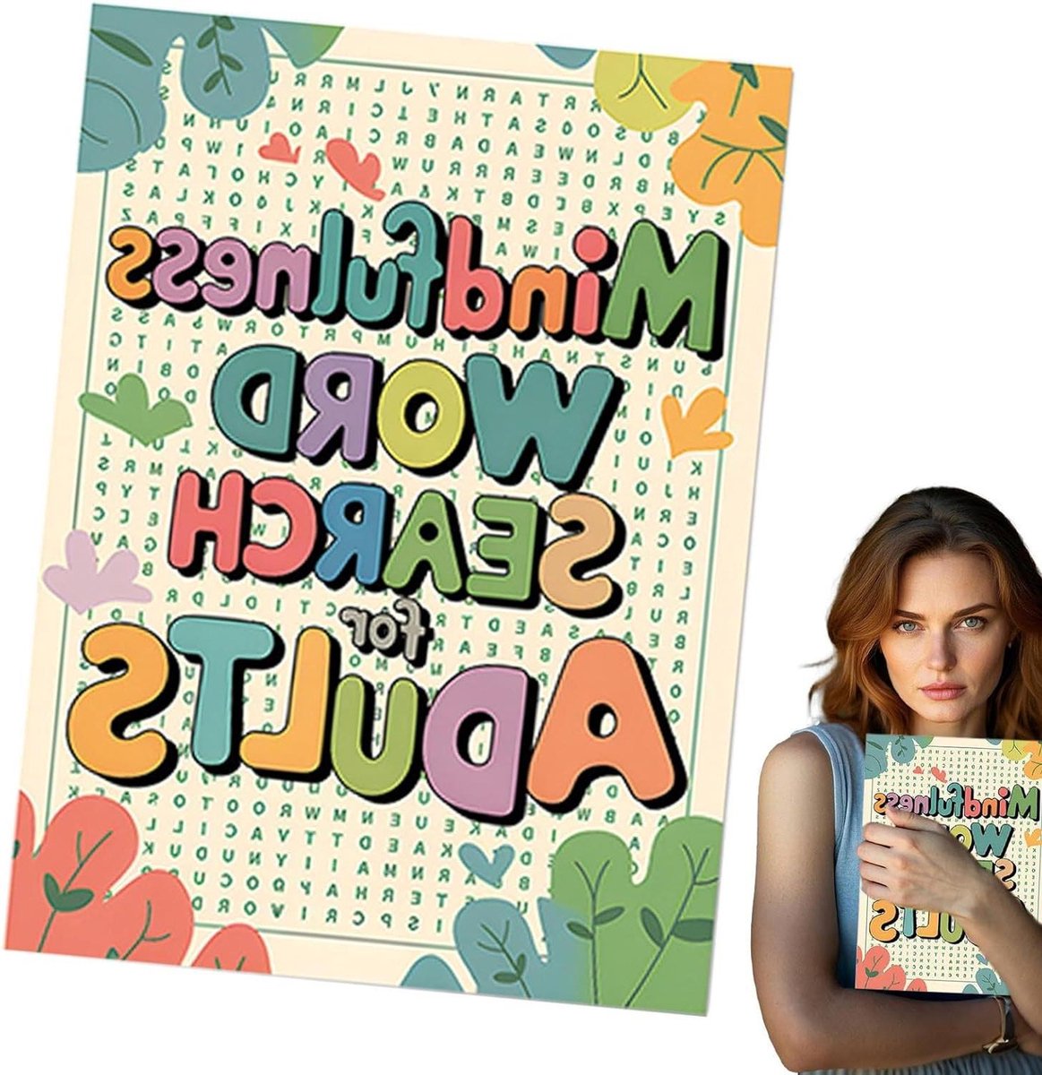 Woordzoekpuzzel Boek - Woordzoeker Puzzel - Hersentraining - Mindfulness Bevorderend - 21 x 28.5 cm - Bloemen