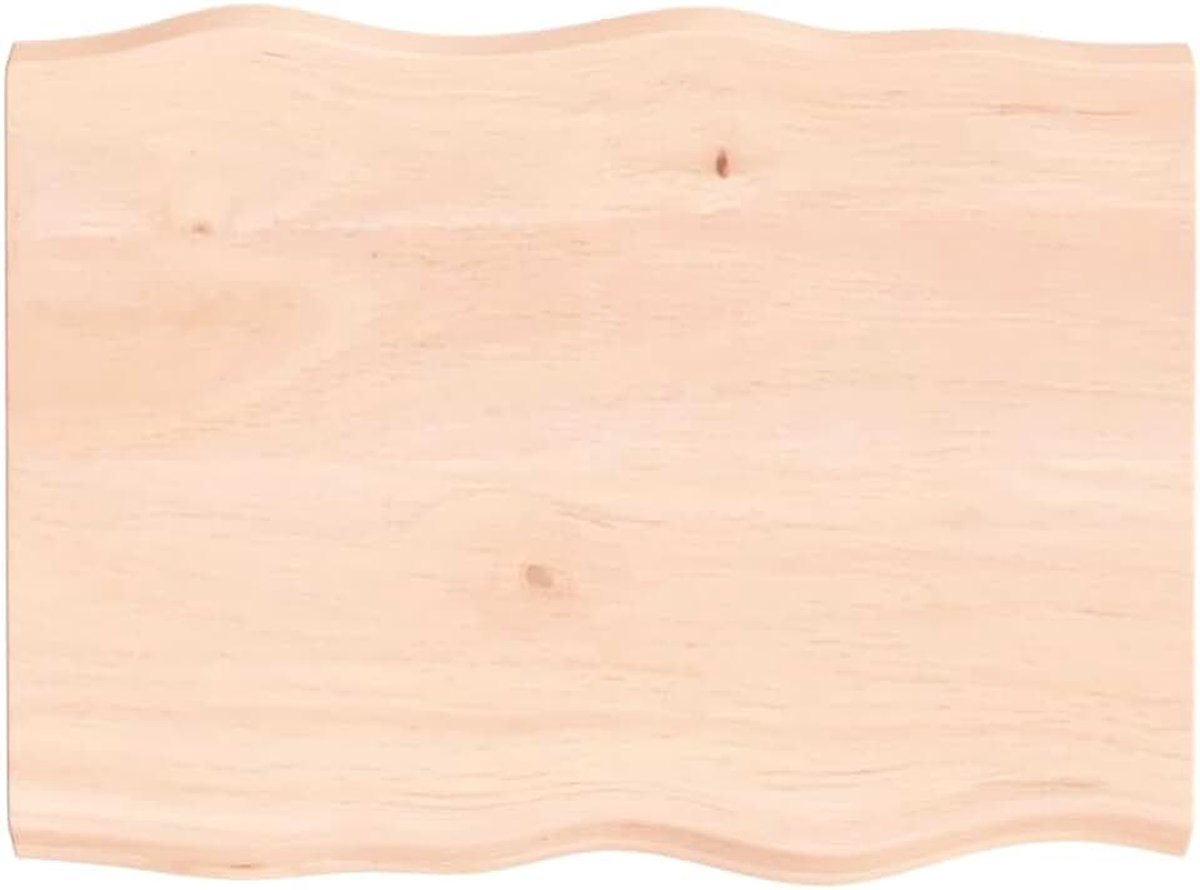 Tafelblad, vervangend tafelblad, bureaublad, houten blad, vervangend onderdeel voor eettafel, salontafel, tuintafel, 80 x 60 x 4 cm, massief hout, eiken, onbehandeld, boomrand