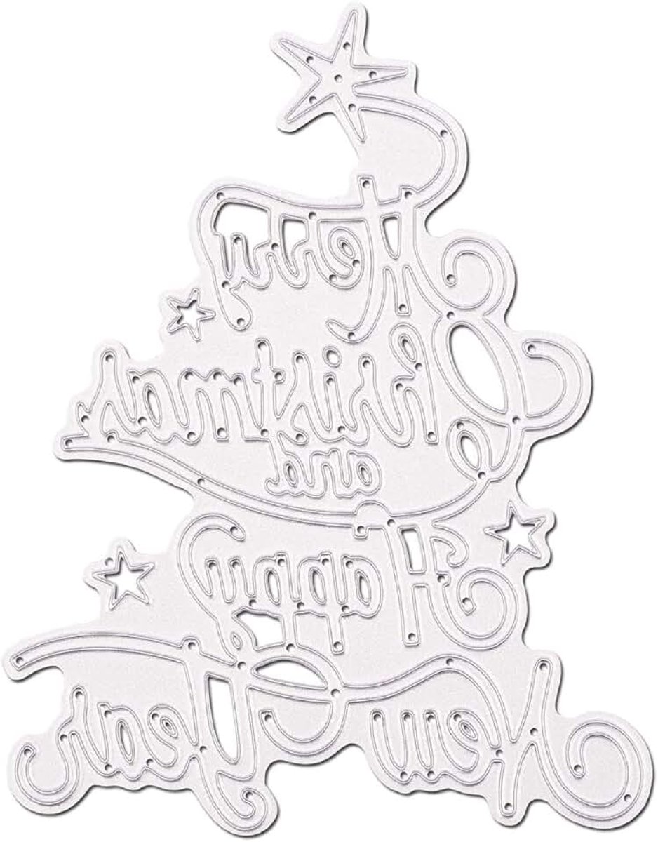 Christmas Snijmallen, DIY Scrapbooking Metalen Embossing Stencil voor Album Papieren Kaart Art Craft (Merry Christmas en Gelukkig Nieuwjaar)