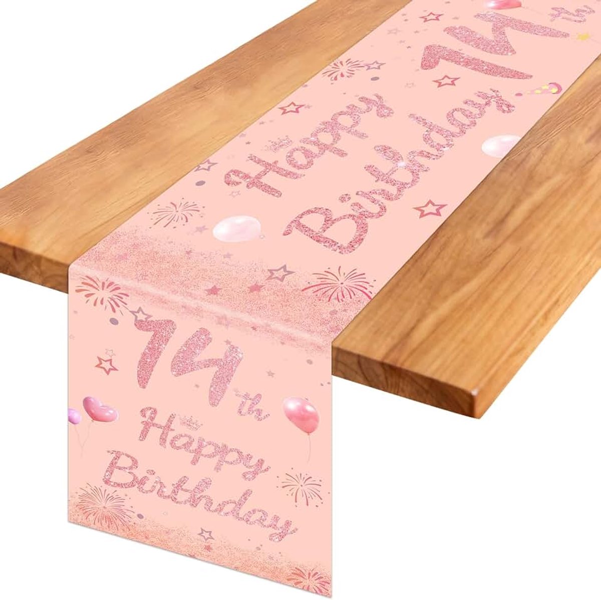Tafelloper decoratie 14e verjaardag meisje roségoud 180 x 35 cm | Kleurrijk tafelkleed, Happy Birthday, tafelloper, Happy Birthday, voor jongens en meisjes