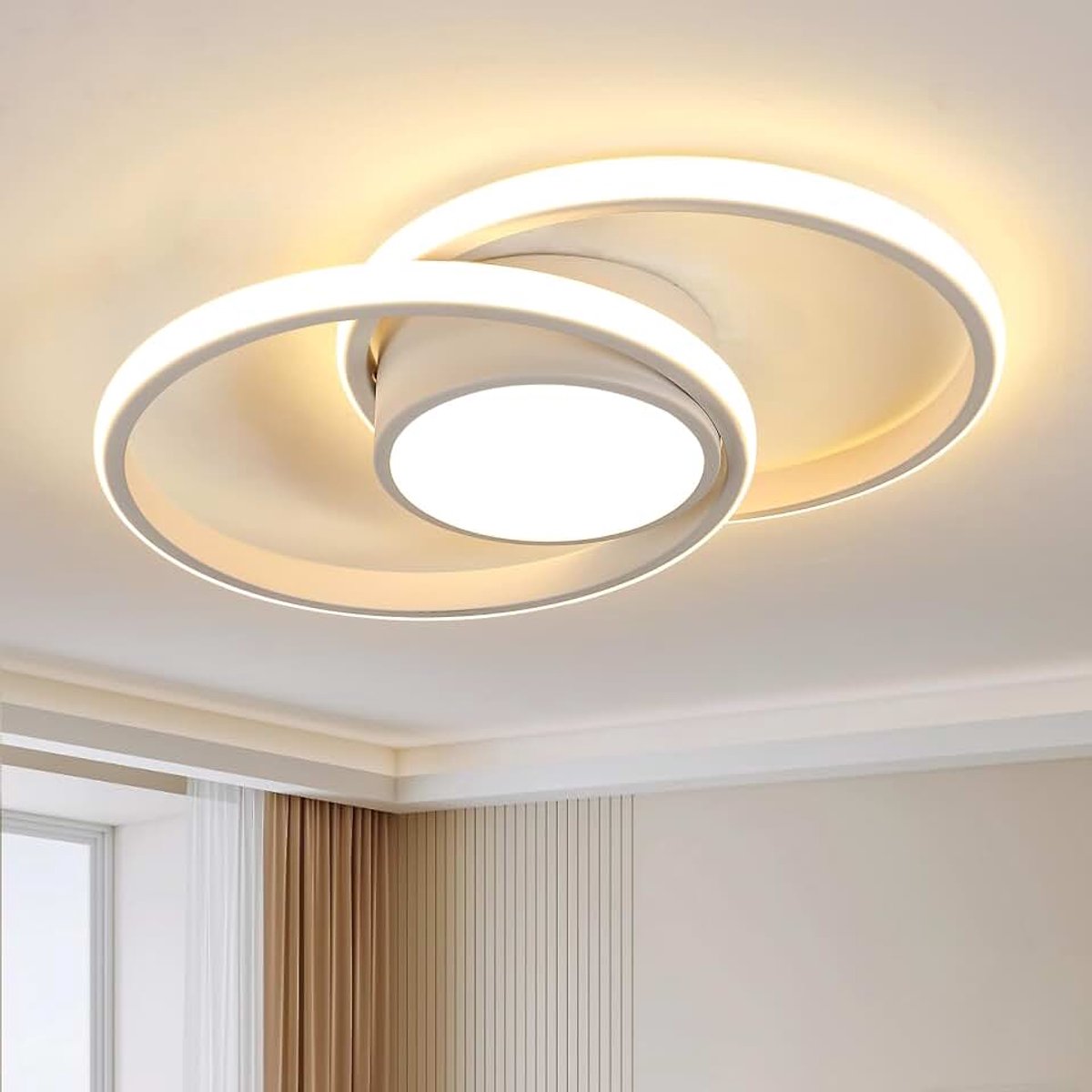 42W, moderne ronde led-plafondlamp, wit | voor binnen, van acryl, voor slaapkamer, woonkamer, keuken, warm wit, 3000 K, 40 cm