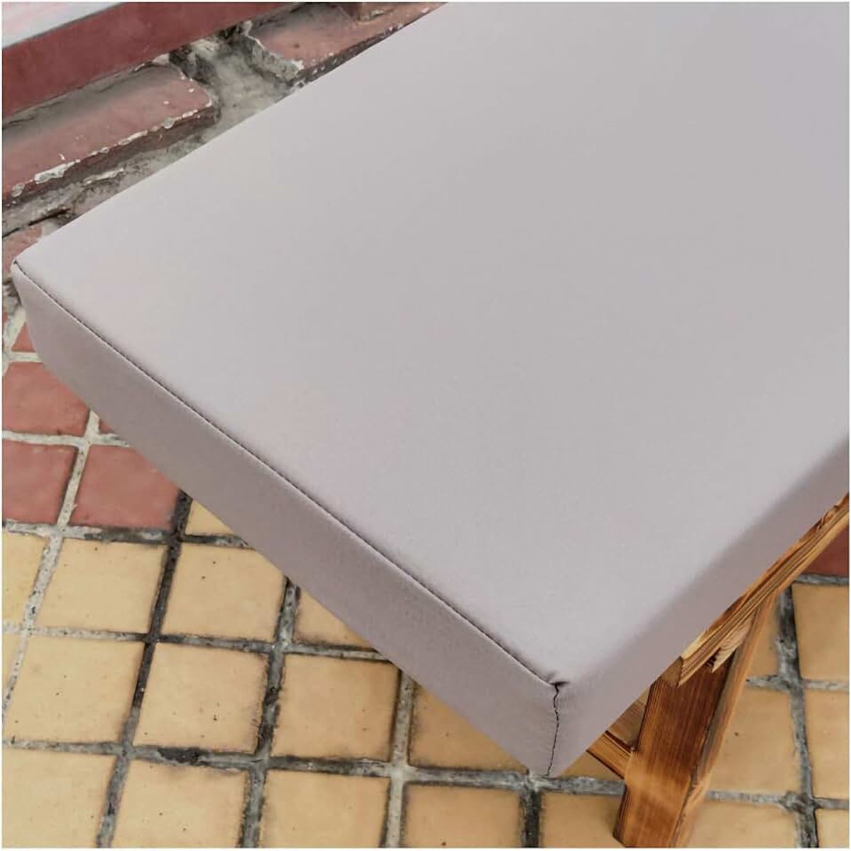 Wangk Tuinbank Katoen Gewatteerde Rechthoek Bank Seat Zachte Pad Vervanging Matras Indoor Outdoor Wasbaar voor Patio Meubels Keuken of Eetbank Binnen-Licht Grijs 200×30×5cm