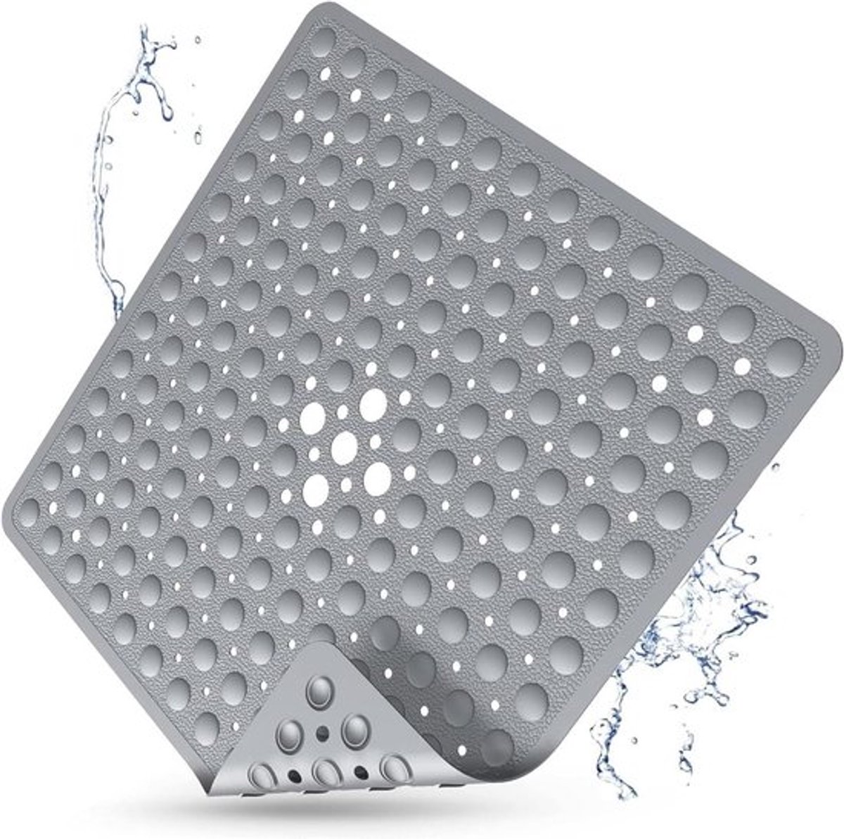 Antislip Badmat - Douchemat voor Thuis, Hotels en Sportscholen - 53 x 53 cm - Grijs
