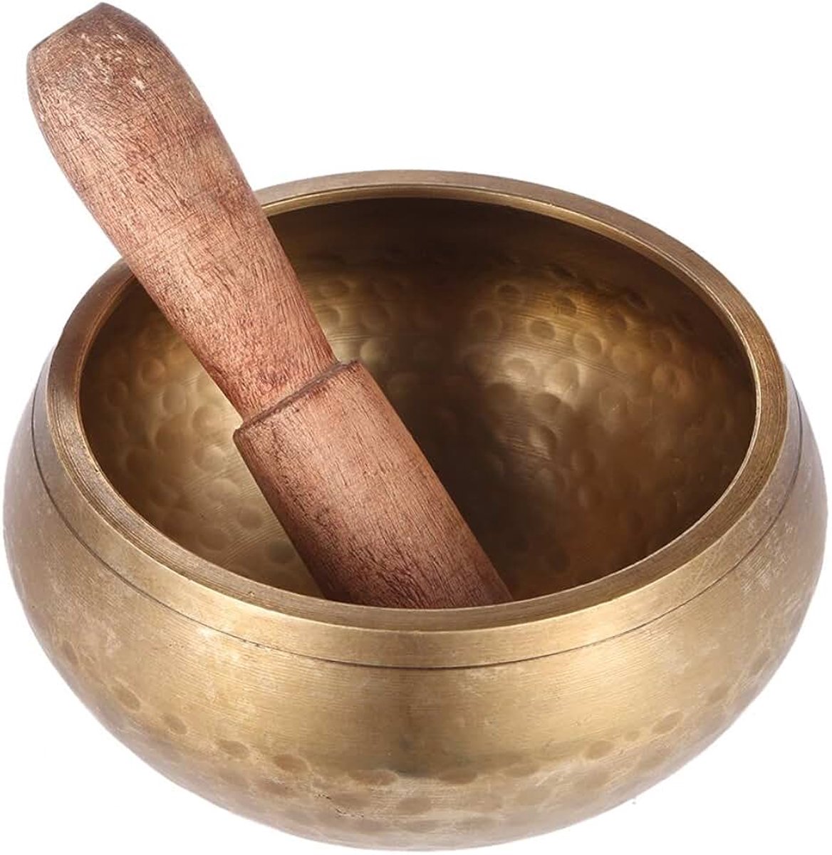 Tibetaanse klankschaal 7,6 cm metaal met hamer voor meditatie yoga | Handgemaakte klankschaal van metaal met rustgevend geluid voor meditatie, ontspanning, yoga en mindfulness.